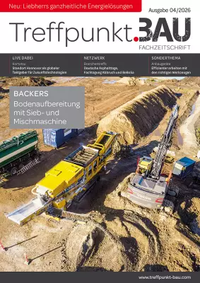 TreffpunktBau Ausgabe 2026/04: Komatsu, Fachtagung Abbruch und Sonderteil Anbaugeräte
