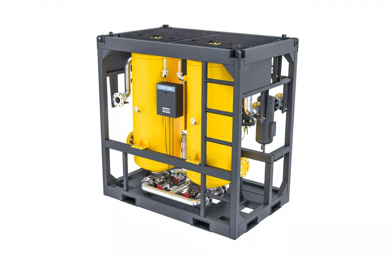 Die für extreme Betriebsbedingungen ausgelegten CDR-Trockner sind in einem langlebigen, witterungsbeständigen Rahmen untergebracht, der Umgebungstemperaturen von -25 °C bis 50 °C standhält. Quelle: Atlas Copco