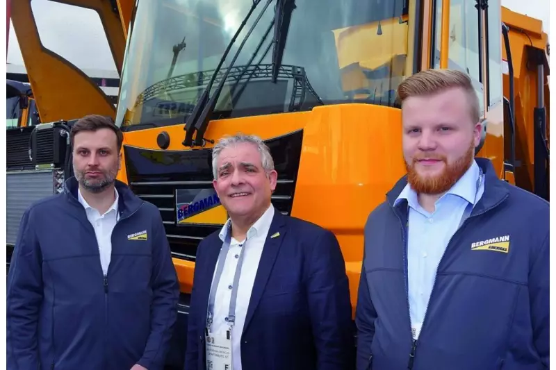 Die Bergmann-Dumper erobern den amerikanischen Markt. Die Wegbereiter (v.l.): Bernd Kirschner, Hans-Hermann Bergmann und Marvin Stein.