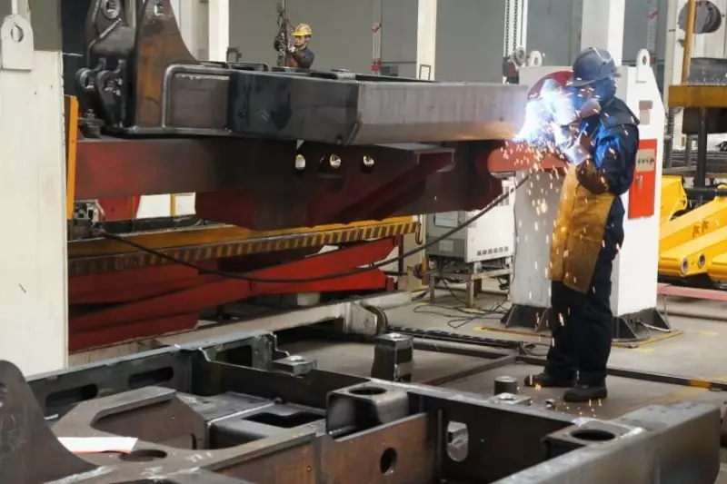 Der Stahlbau eines Oberwagens.