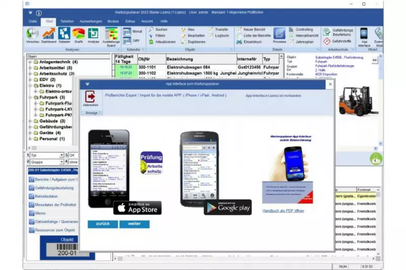 Natürlich ist auch die mobile Erfassung mit dem Wartungsplaner kein Problem.
