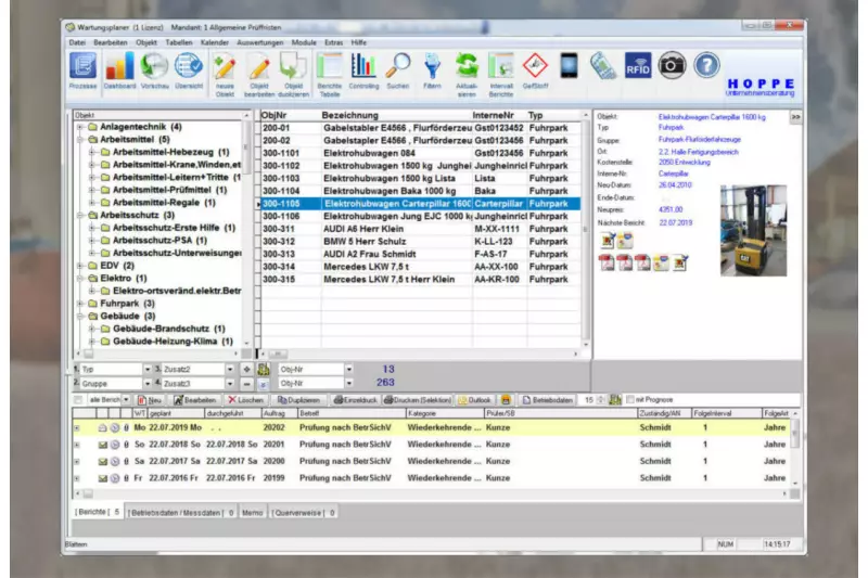 Die „Wartungsplaner“ Software der Ulrich Hoppe Unternehmensberatung hilft Kunden dabei, ihre Prüfungen von Werkzeugen, Maschinen und Betriebsmitteln zu planen, durchzuführen und zu dokumentieren.
