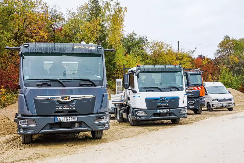 MAN stellte verschiedene Modelle der TGX-, TGS- und TGL-Baureihen für Probefahrten zur Verfügung. Der Fokus lag auf Traktion, Wendigkeit und Praxistauglichkeit. Quelle: Treffpunkt.Bau
