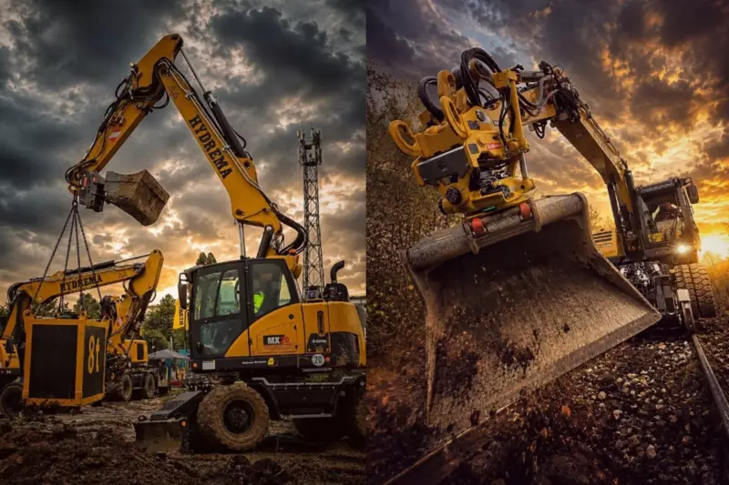 Der MX20G überzeugte auf der Demo-Fläche als kraftvoller und doch kompakter City-Bagger und auf dem Gleis als MX-Rail Zweiwegebagger.