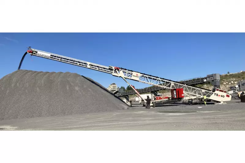 Das Haldenband ist teleskopierbar und sorgt beim Telestack TSR40 für eine um eine bis zu 30% größere Haldenkapazität im Vergleich zu Bändern mit fixer Bandlänge. Zu sehen auf dem Kölsch/Christophel Gemeinschaftsstand FN.1219.