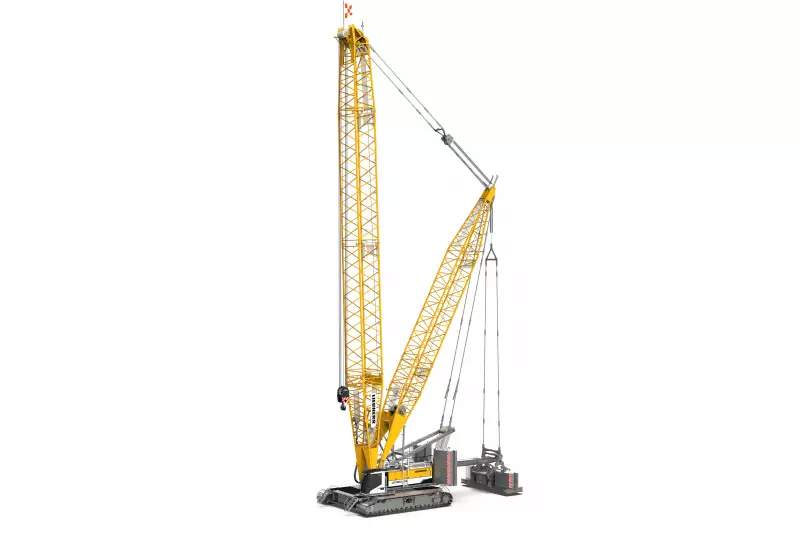 Den 300-Tonnen-Raupenkran LR 1300 SX zeigt Liebherr auf der bauma erstmals als batteriebetriebene Unplugged-Version.