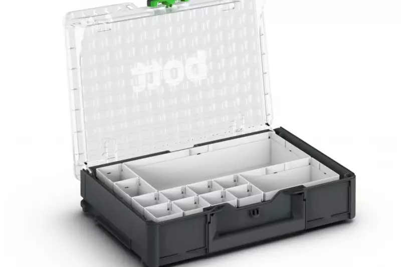 Der Organizer hat einen transparenten Deckel für die optimale Übersicht.