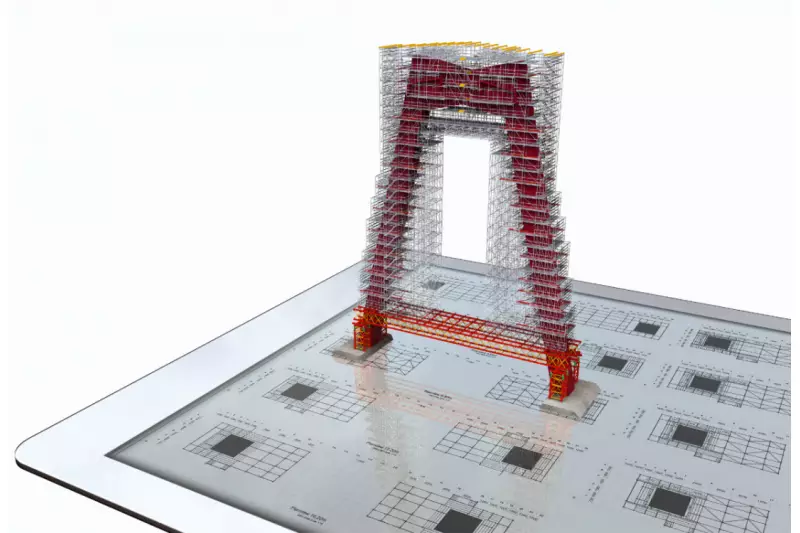 Mit der Peri Extended Experience App können 3D Visualisierungen von Gerüstbauprojekten auch auf mobilen Geräten ausgegeben werden. 