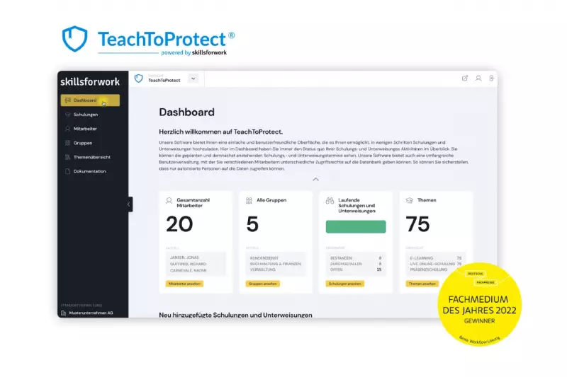 Jede Nutzer und jede Nutzerin von „TeachToProtect 2.0“ kann zukünftig anstehende oder abgeschlossene Schulungen einsehen. Quelle: Safetyxperts