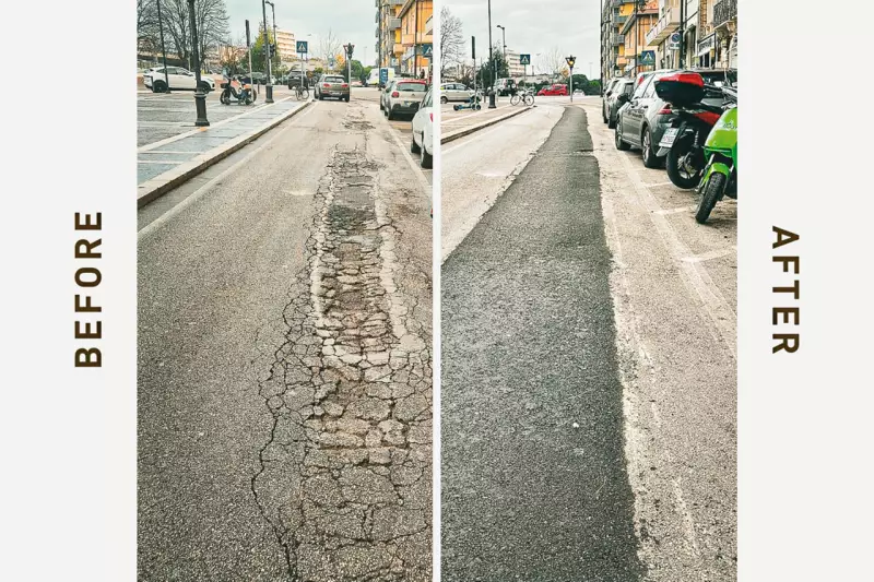 Nach dem Verdichten ist die instandgesetzte Deckschicht sofort wieder befahrbar und genauso belastbar wie neuer Asphalt. Quelle: Simex