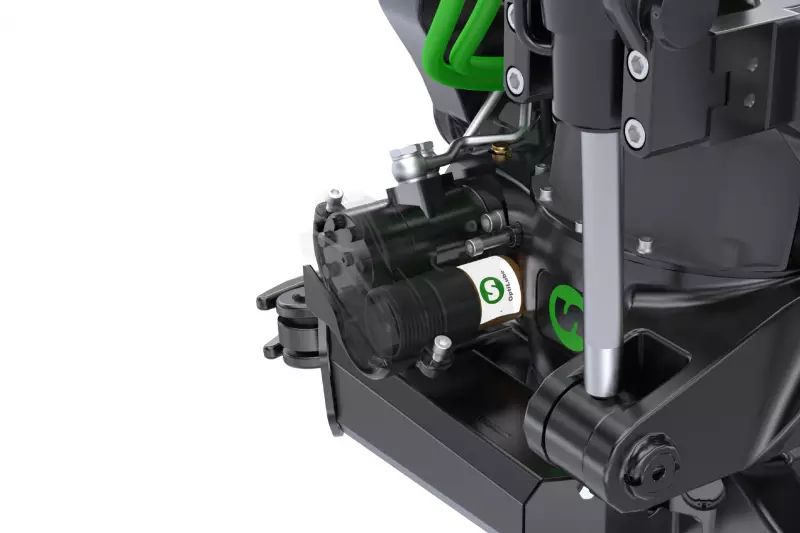 Detailaufnahme des integrierten OptiLube-Schmiersystems am Steelwrist XTR13-Tiltrotator.