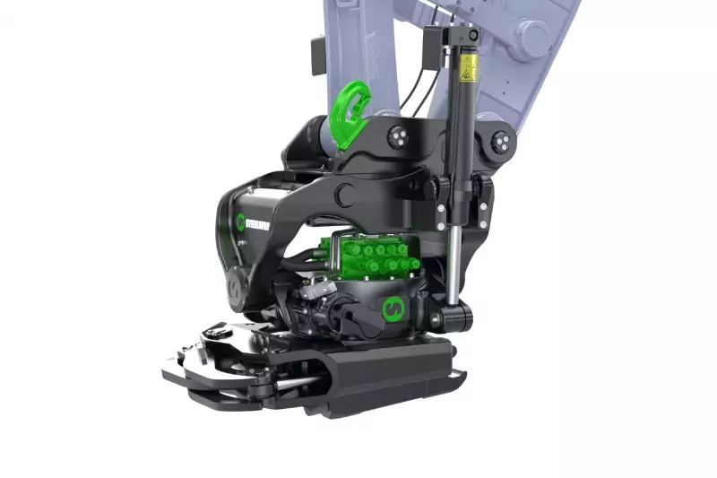 Darstellung der SuperProp-Hydraulik an einem XTR20-Tiltrotator am Baggerstiel