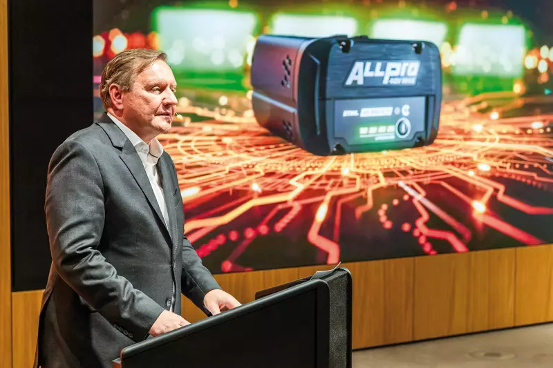 „Mit dem Allpro-Akkusystem setzen wir den nächsten technologischen Meilenstein im Arbeitsalltag unserer Profi-Kunden“, sagt Michael Traub, Vorstandsvorsitzender der Stihl Gruppe. Quelle: Stihl