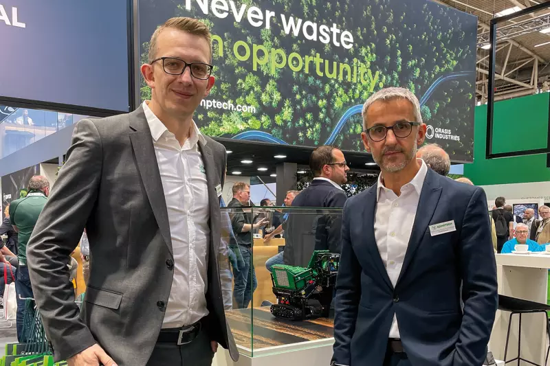Komptech präsentierte seine neue Sparte Industrial auf der IFAT. Erstes Produkt ist der mittelschnell laufende 1-Wellen-Zerkleinerer Equalizor, der ab 2025 erhältlich sein wird. Wir sprachen mit CEO Christoph Feyerer und CSO Ewald Konrad. Quelle: Treffpunkt.Bau