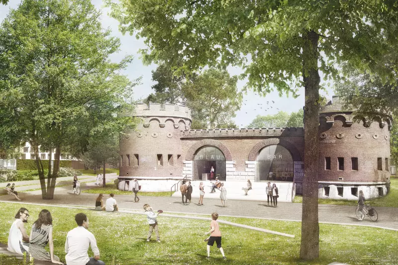 So sieht das Blaubeurer Tor in Zukunft aus: Es erstrahlt in altem Glanz mit einem Park um den Festungsbau. Foto: SINAI/Stadt Ulm