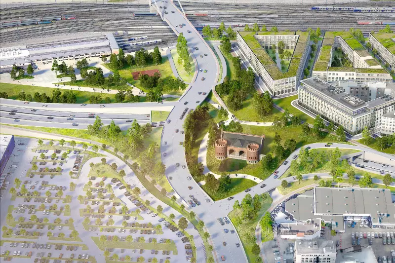 In der Vision für das Blaubeurer Tor haben Brücke und Kreisverkehr keinen Platz und müssen weichen. Foto: SINAI/Stadt Ulm