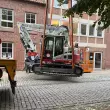 Der 16 t Takeuchi Bagger beim Start zu seinem Einsatzort.
