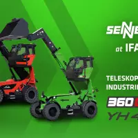 Auf dem Messestand in der Halle C5, Stand Nr. 451/551 zeigt SENNEBOGEN außerdem seine flexiblen und leistungsstarken Teleskoplader in der SENNEBOGEN-grünen und LINDE-roten Variante. Auf dem Messestand in der Halle C5, Stand Nr. 451/551 zeigt SENNEBOGEN außerdem seine flexiblen und leistungsstarken Teleskoplader in der SENNEBOGEN-grünen und LINDE-roten Variante.