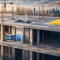 Dieses KI-generierte Werbebild des „GEDA SHAFT LIFT“ zeigt eine Anwendungsszene ohne dargestellte Sicherheitseinrichtungen (Absturzsicherungen); für den realen Betrieb sind die vorgeschriebenen Schutz- und Sicherheitseinrichtungen selbstverständlich gemäß den geltenden Vorschriften vollständig zu verwenden und einzuhalten. Quelle: Geda